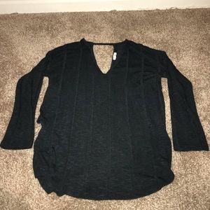 Teal V-neck/open back Sweater